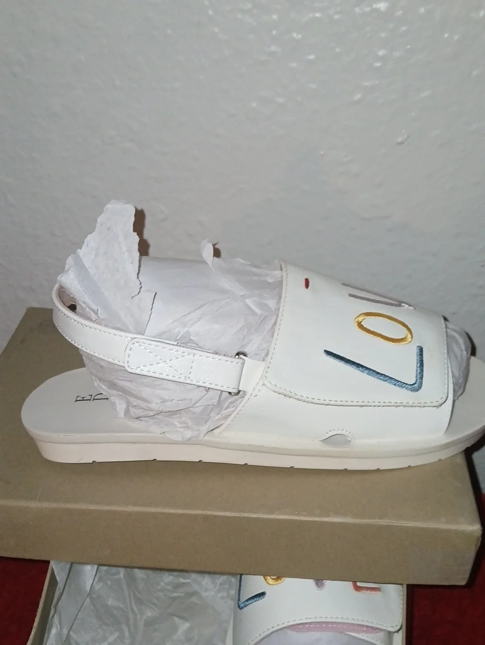 Kids White 'LOVE' Slide Sandals